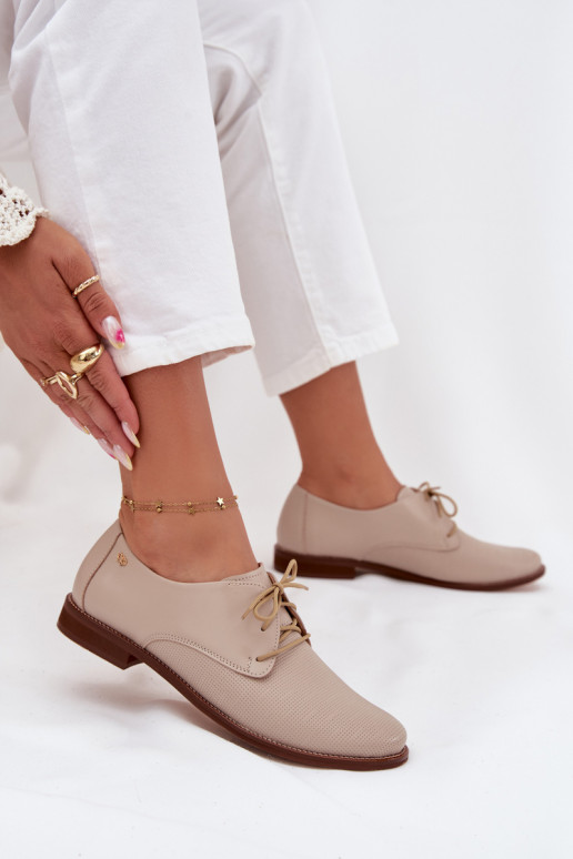 Pelle scarpe Femminile Stile elegante con lacci Zazoo 4238 beige