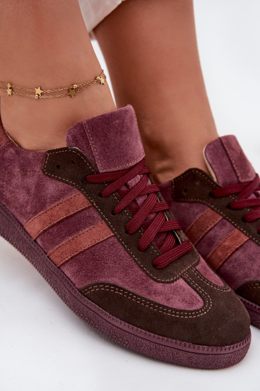 Zazoo N1068 dalla pelle scamosciata Basso Scarpe modello sneakers Femminile Borgogna