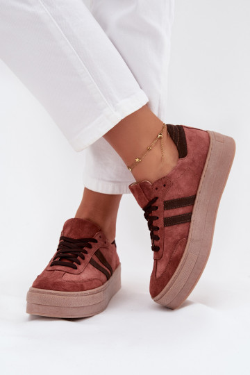 Scarpe sportive con plateau in camoscio Zazoo N1068S2 marroni 2