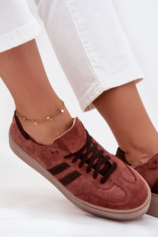 Zazoo N1068S2 Scarpe modello Sneakers in camoscio con una piattaforma colore marrone Zazoo N1068S2 Scarpe modello Sneakers in camoscio con una piattaforma colore marrone