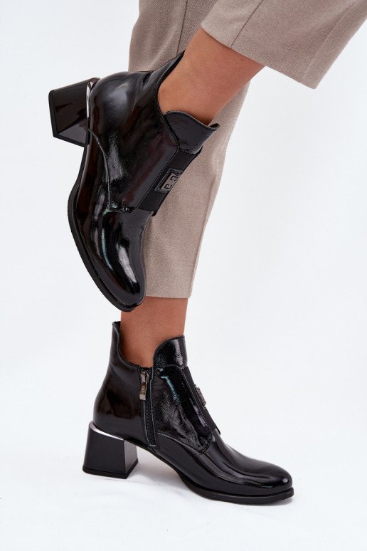 Pelle con effetto vernice Stivali Klocke Con decorazioni Detalem riscaldamento Zazoo 60560 colore nero Pelle con effetto vernice Stivali Klocke Con decorazioni Detalem riscaldamento Zazoo 60560 colore nero