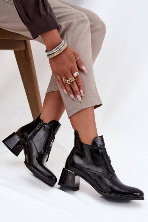 Pelle con effetto vernice Stivali Klocke Con decorazioni Detalem riscaldamento Zazoo 60560 colore nero Pelle con effetto vernice Stivali Klocke Con decorazioni Detalem riscaldamento Zazoo 60560 colore nero