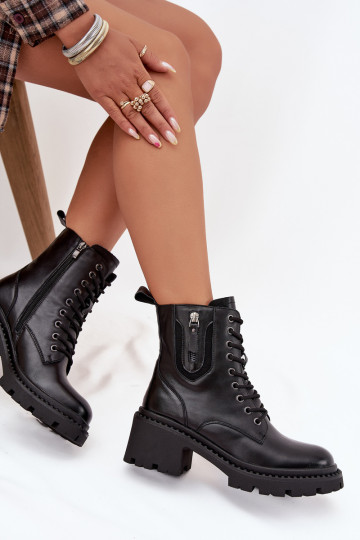 Pelle Stivali da donna Klocke riscaldamento Vinceza 86418 colore nero