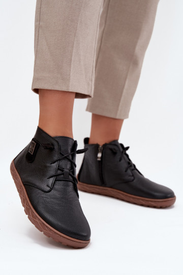 Pelle scarpe Barefoot Femminile Con decorazioni Detalem Zazoo 30072 colore nero 2