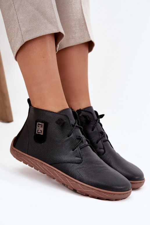 Pelle scarpe Barefoot Femminile Con decorazioni Detalem Zazoo 30072 colore nero