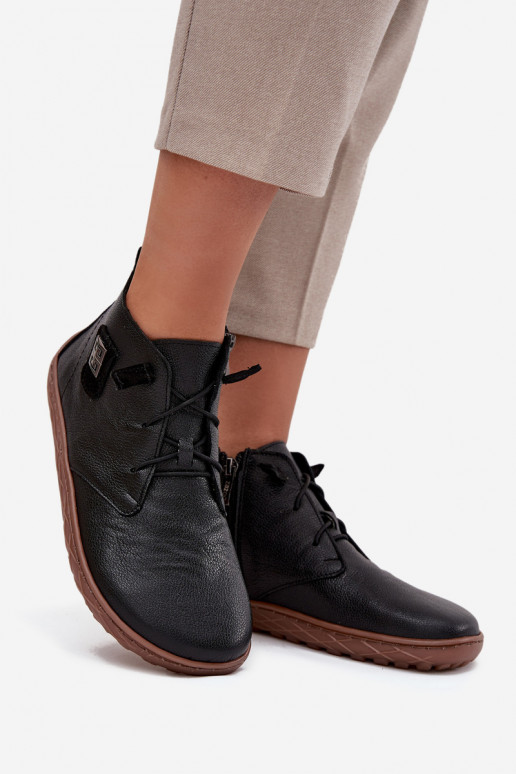 Pelle scarpe Barefoot Femminile Con decorazioni Detalem Zazoo 30072 colore nero