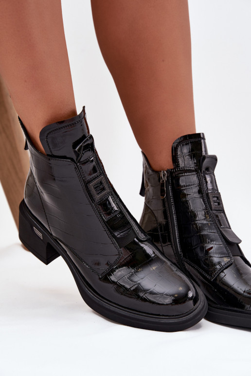 con effetto vernice Pelle Stivali da donna con un impronta Klocke colore nero Lorenza