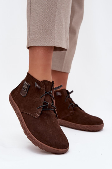 dalla pelle scamosciata scarpe Barefoot Femminile Con decorazioni Detalem Zazoo 30072 CzekoladoAe 2