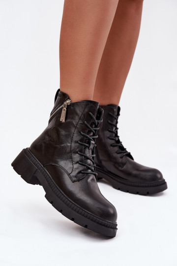 Stivali da lavoro in pelle foderati per donna, Big Star SS274452, colore nero 2