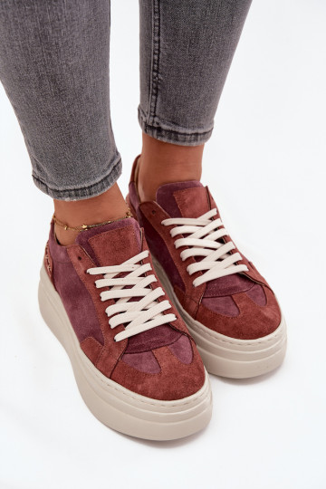 dalla pelle scamosciata Scarpe modello sneakers con una piattaforma Zazoo N1270S3 Colore viola
