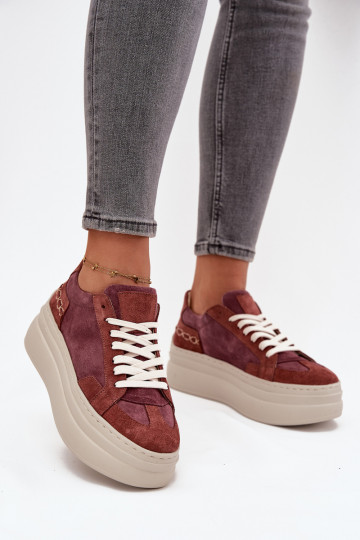 dalla pelle scamosciata Scarpe modello sneakers con una piattaforma Zazoo N1270S3 Colore viola 2