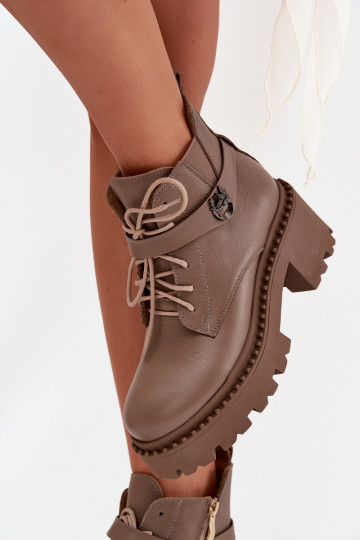 Pelle Stivali da donna Klocke con tacchi decorati riscaldamento Zazoo 60557 beige 2