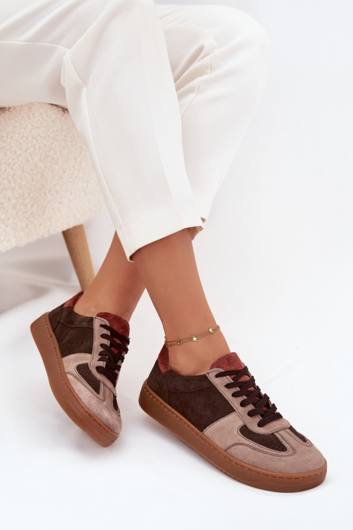 Pelle dalla pelle scamosciata Scarpe modello sneakers Barefoot Femminile Zazoo N1277 colore marrone