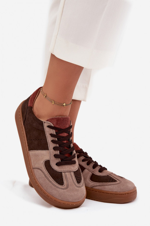 Pelle dalla pelle scamosciata Scarpe modello sneakers Barefoot Femminile Zazoo N1277 colore marrone