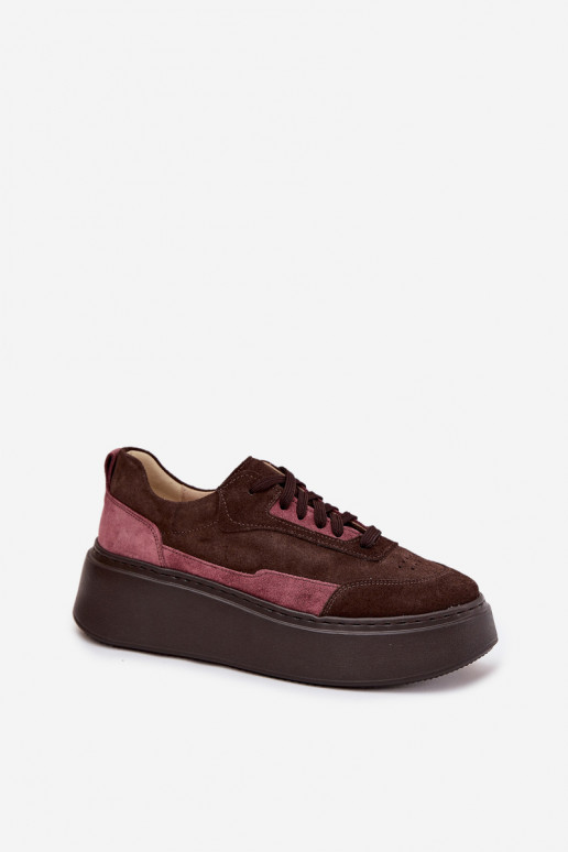Scarpe modello sneakers FemminileAbilitatoturalnego dalla pelle scamosciatau con una piattaforma Zazoo N1265S3 CzekoladoAe Scarpe modello sneakers FemminileAbilitatoturalnego dalla pelle scamosciatau con una piattaforma Zazoo N1265S3 CzekoladoAe