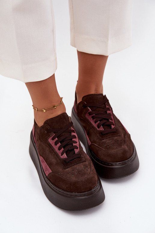Scarpe modello sneakers FemminileAbilitatoturalnego dalla pelle scamosciatau con una piattaforma Zazoo N1265S3 CzekoladoAe Scarpe modello sneakers FemminileAbilitatoturalnego dalla pelle scamosciatau con una piattaforma Zazoo N1265S3 CzekoladoAe