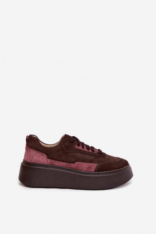 Scarpe modello sneakers FemminileAbilitatoturalnego dalla pelle scamosciatau con una piattaforma Zazoo N1265S3 CzekoladoAe Scarpe modello sneakers FemminileAbilitatoturalnego dalla pelle scamosciatau con una piattaforma Zazoo N1265S3 CzekoladoAe