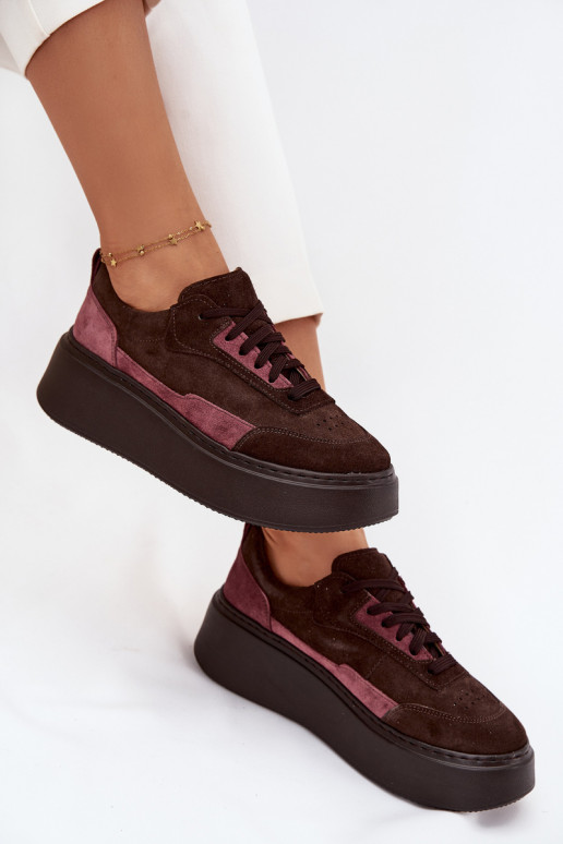 Scarpe modello sneakers FemminileAbilitatoturalnego dalla pelle scamosciatau con una piattaforma Zazoo N1265S3 CzekoladoAe Scarpe modello sneakers FemminileAbilitatoturalnego dalla pelle scamosciatau con una piattaforma Zazoo N1265S3 CzekoladoAe