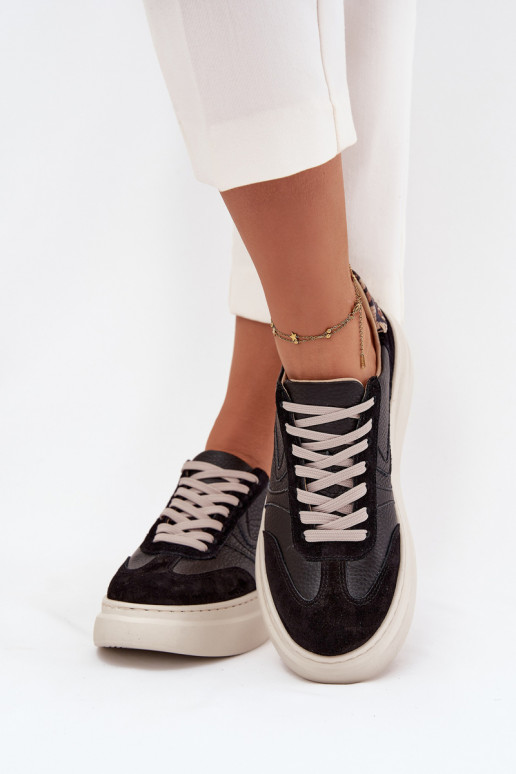 Pelle Scarpe modello sneakers Femminile con una piattaforma con motivi di pelliccia di leopardo Zazoo N1263 colore nero Pelle Scarpe modello sneakers Femminile con una piattaforma con motivi di pelliccia di leopardo Zazoo N1263 colore nero