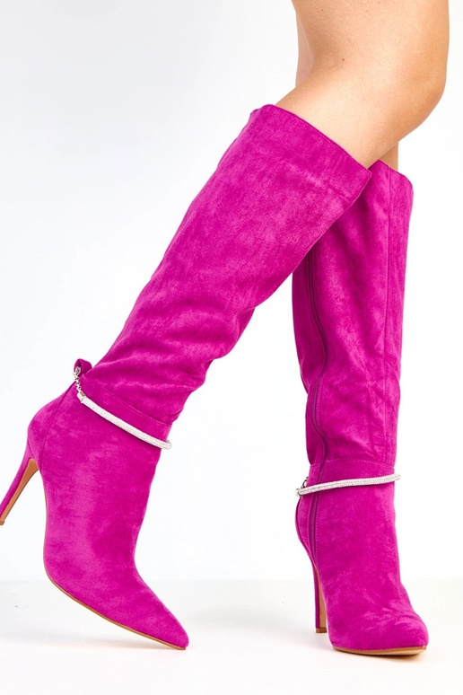 Stivali viola in camoscio con catena... Stivali viola in camoscio con catena...