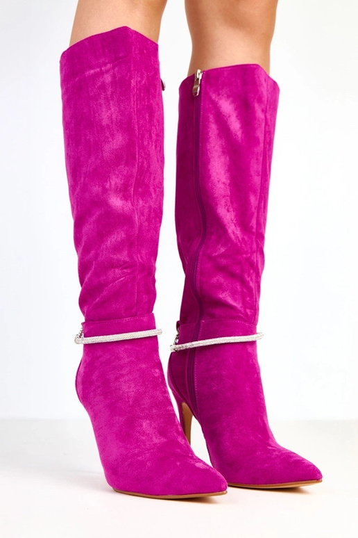 Stivali viola in camoscio con catena... Stivali viola in camoscio con catena...