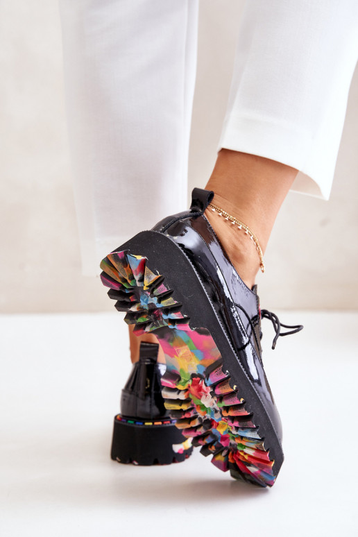 con effetto vernice scarpe Femminile con lacci Artiker 55C0497 colore nero con effetto vernice scarpe Femminile con lacci Artiker 55C0497 colore nero