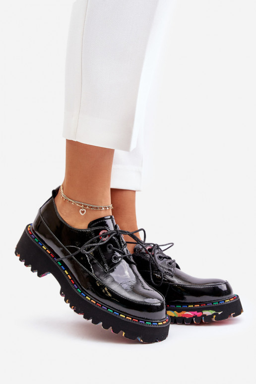 con effetto vernice scarpe Femminile con lacci Artiker 55C0497 colore nero con effetto vernice scarpe Femminile con lacci Artiker 55C0497 colore nero