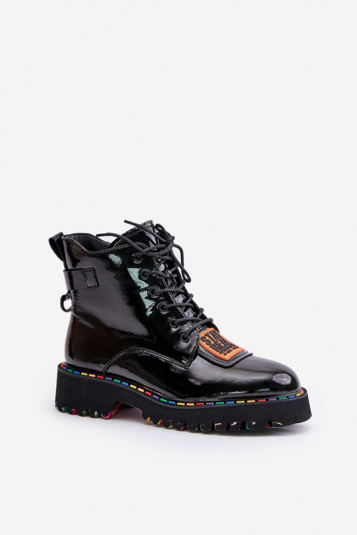 con effetto vernice Stivali scarpe Femminile Al Castello Pelle Artiker 55C0517 colore nero