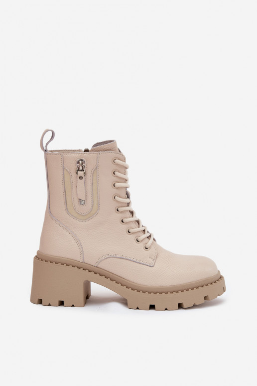 Stivaletti in pelle donna con tacco, caldi Vinceza 86418 beige Stivaletti in pelle donna con tacco, caldi Vinceza 86418 beige