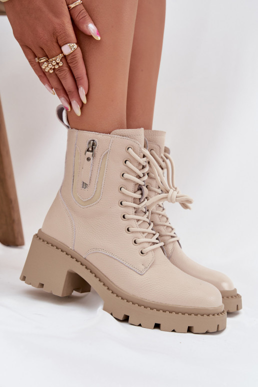 Stivaletti in pelle donna con tacco, caldi Vinceza 86418 beige Stivaletti in pelle donna con tacco, caldi Vinceza 86418 beige