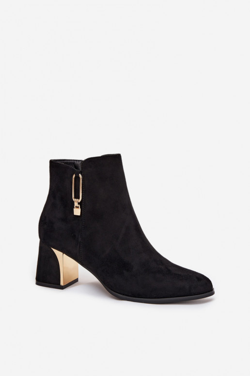 Stivaletti donna neri con dettagli dorati "Kalivra"