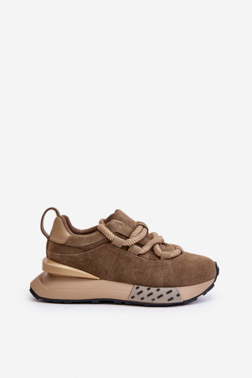 dalla pelle scamosciata Scarpe modello sneakers Femminile con una piattaformaGrubym Allacciaturam Artiker 54C1466 colore marrone