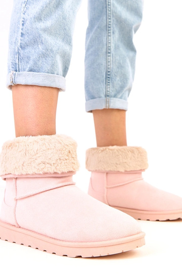 Stivaletti rosa con pelliccia e piattaforma Meggi