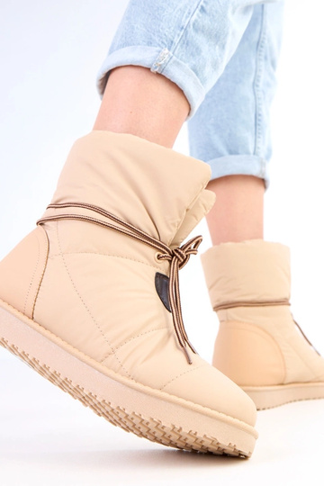 Stivali da neve da donna color sabbia con lacci decorativi "Temira" 2