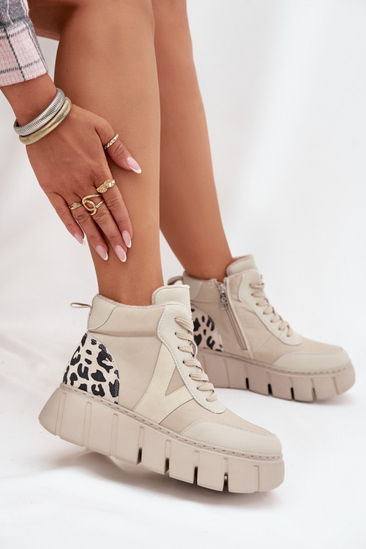 Stivaletti in pelle donna color sabbia con piattaforma Vinceza 66838 Stivaletti in pelle donna color sabbia con piattaforma Vinceza 66838