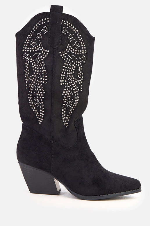 Stivali cowboy neri con tacco basso e...