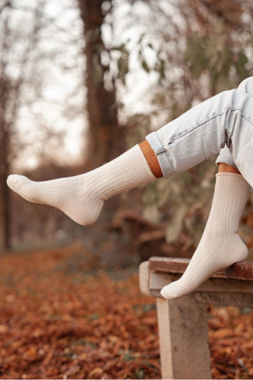 Calze in cotone avorio da donna