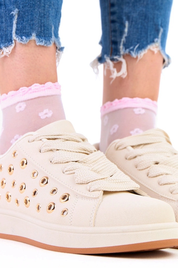 Scarpe sportive color sabbia con piattaforma e borchie Adelis