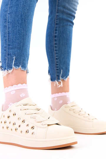 Scarpe sportive color sabbia con piattaforma e borchie Adelis 2