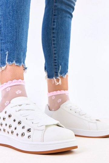 Scarpe sportive bianche con piattaforma e borchie Adelis