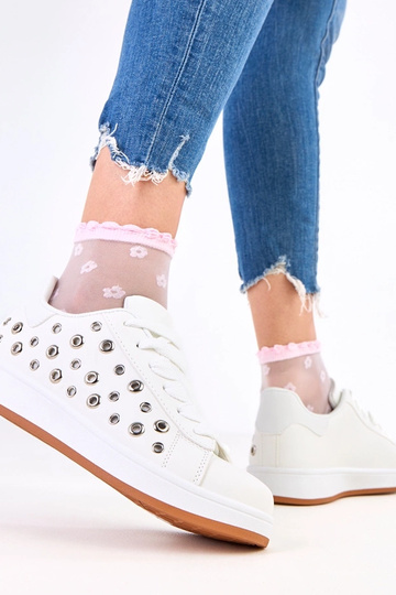 Scarpe sportive bianche con piattaforma e borchie Adelis 2