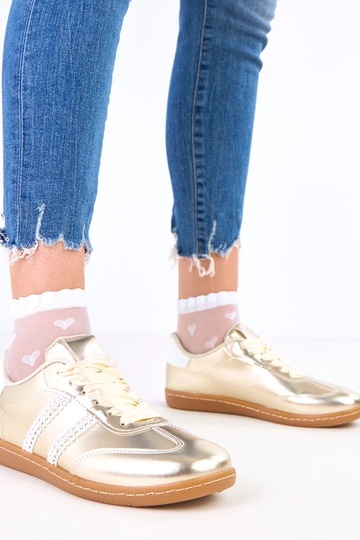 Scarpe sportive dorate da donna con lacci in satin Madres