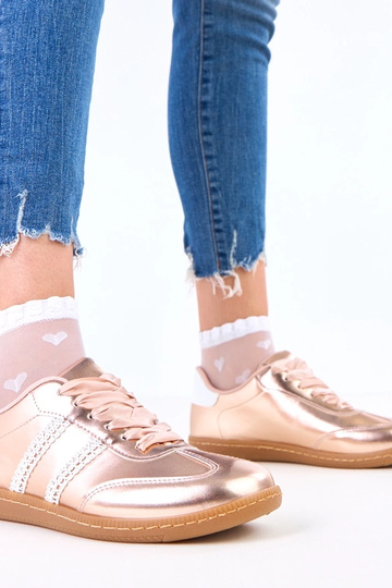 Scarpe sportive color champagne da donna con lacci in satin Madres