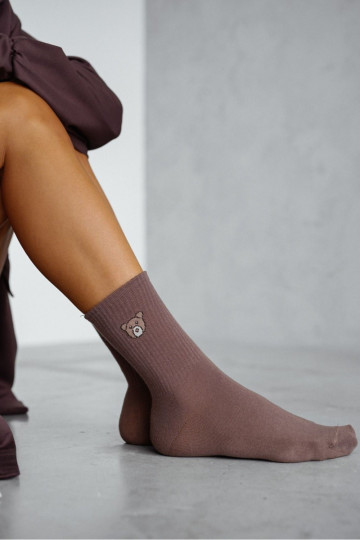Calze da donna orsetto in colore marrone