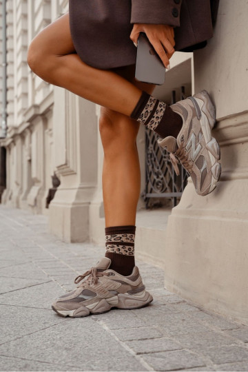 Calzini Femminile DAa Punteggiato Strisce colore marrone