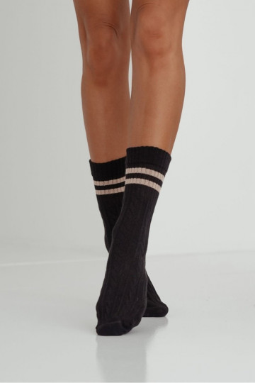Calze nere a donna "Nastro con Strisce"