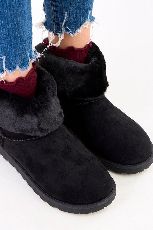 Stivali da neve neri con pelliccia su...