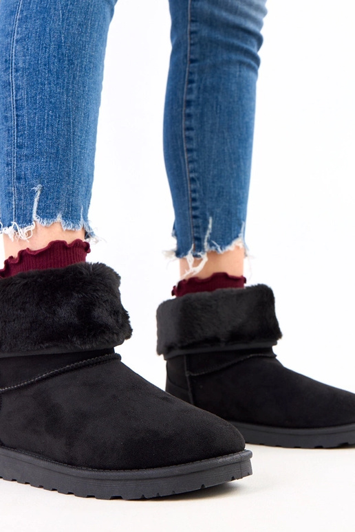 Stivali da neve neri con pelliccia su...