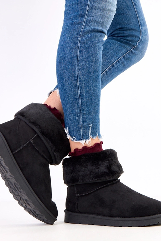 Stivali da neve neri con pelliccia su...