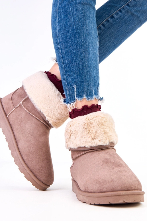 Stivali da neve marroni con pelliccia...